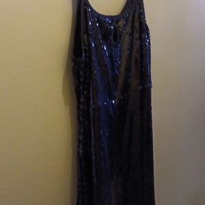 A line sequin dress black